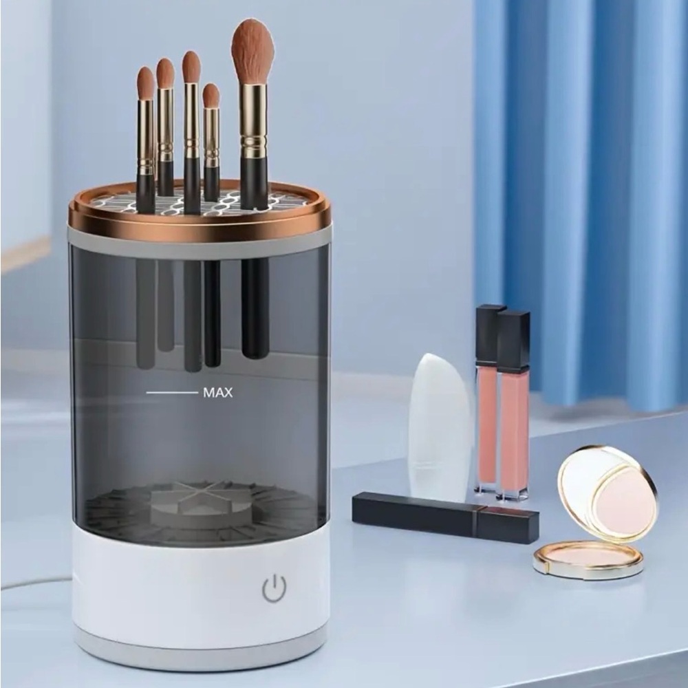 Electric Makeup Brush Cleaner with Gold Accents NWT